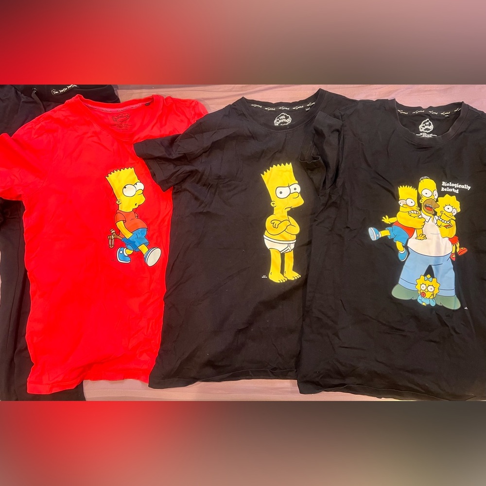 The Simpsons Graphic Tee Men XXL, 2 black 1 red, $10 each, $28 for all